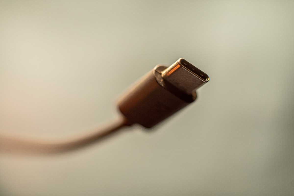 Zoomed in view of a USB-C cable