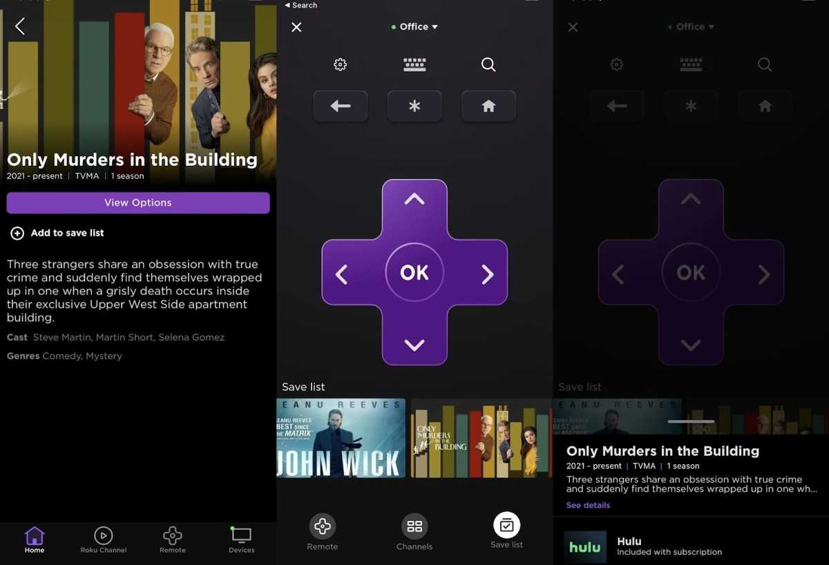 Roku mobile app remote controls