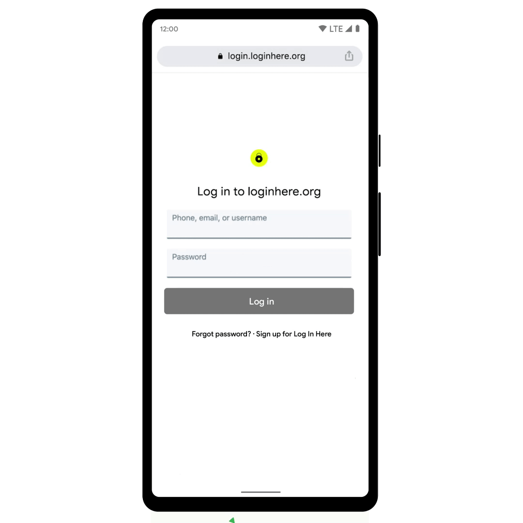 Android password touch to fill