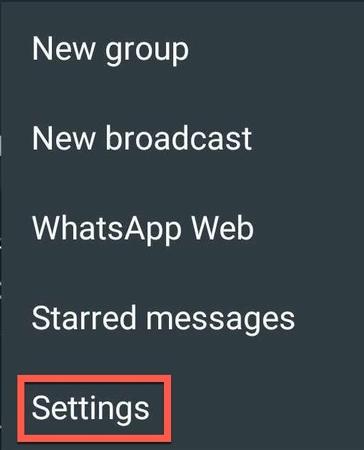 Settings button in WhatsApp