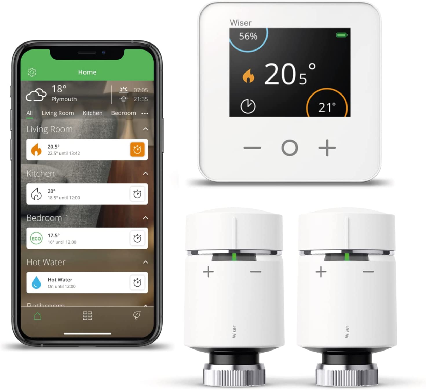 Drayton Wiser Multi-Zone Smart Thermostat and 2 Smart Radiator Thermostat Kit (combi boiler)