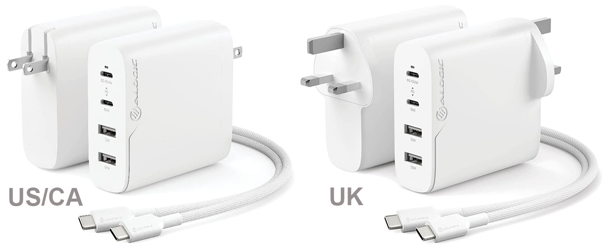 Alogic 100W 4-Port PD USB-C Wall Charger - Best USB-C and USB-A wall charger
