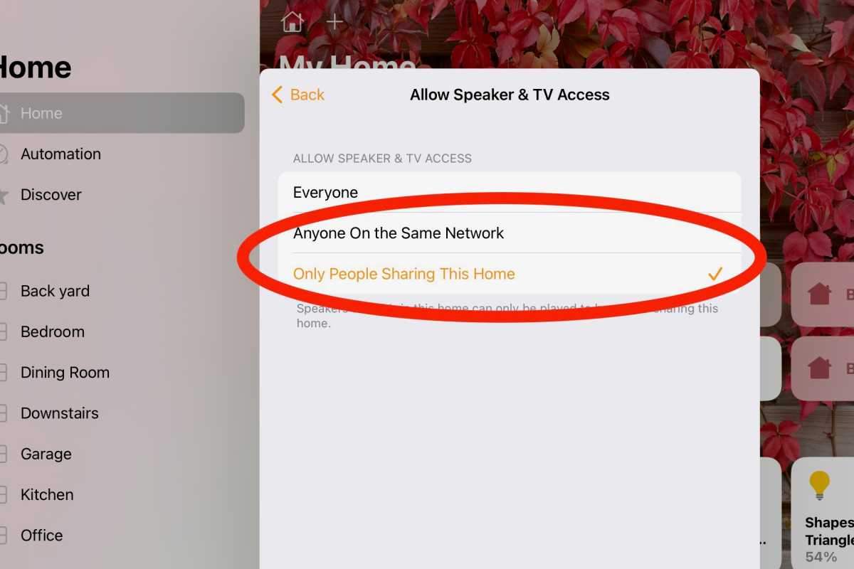 Apple Home allow speaker and TV access