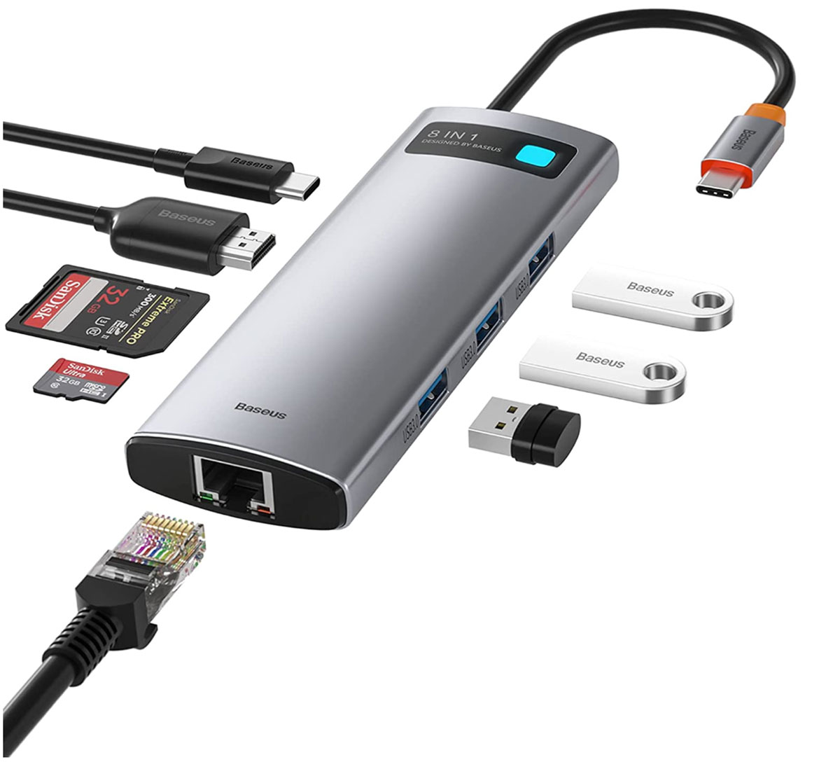 Baseus 8-in-1 USB-C Hub - Best USB-C hub with Gigabit Ethernet