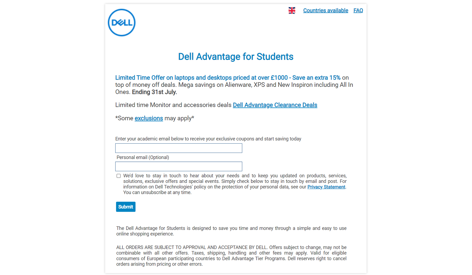 dell student pricing