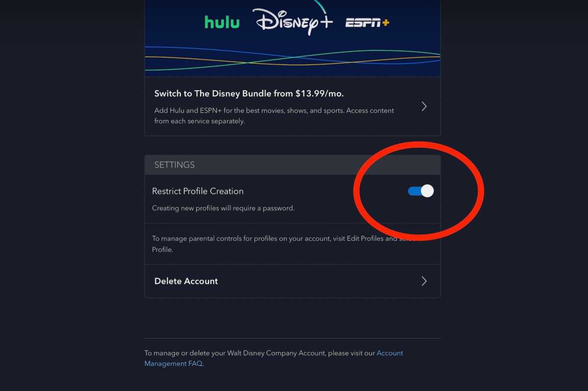Disney Plus restrict profile creation
