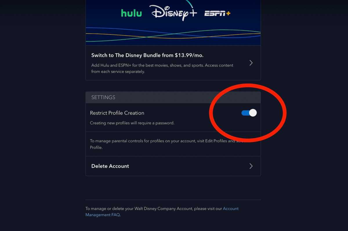 Disney Plus restrict profile creation