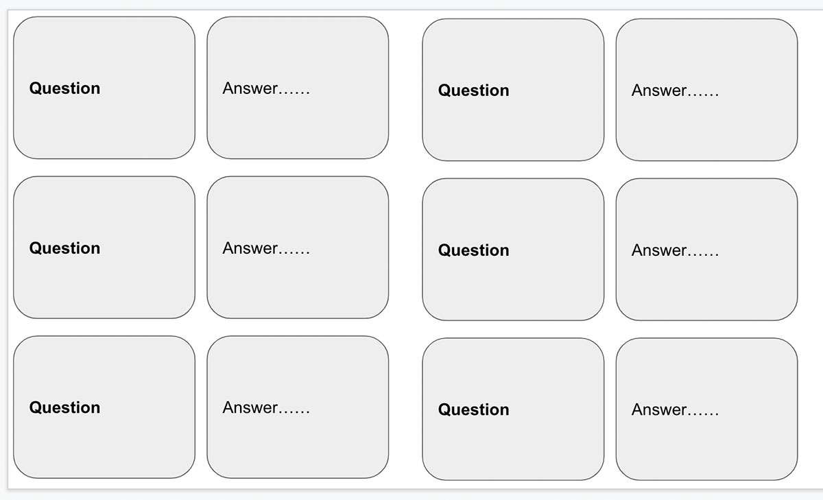 Flashcards step 7 question and answer cards