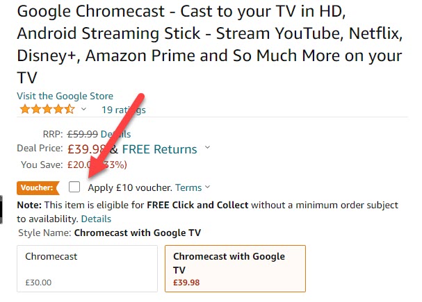Chromecast with Google TV voucher