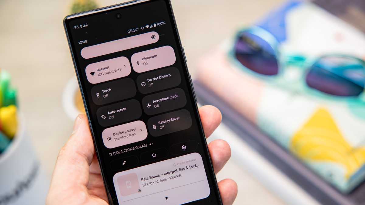 Quick settings menu on the Google Pixel 6a