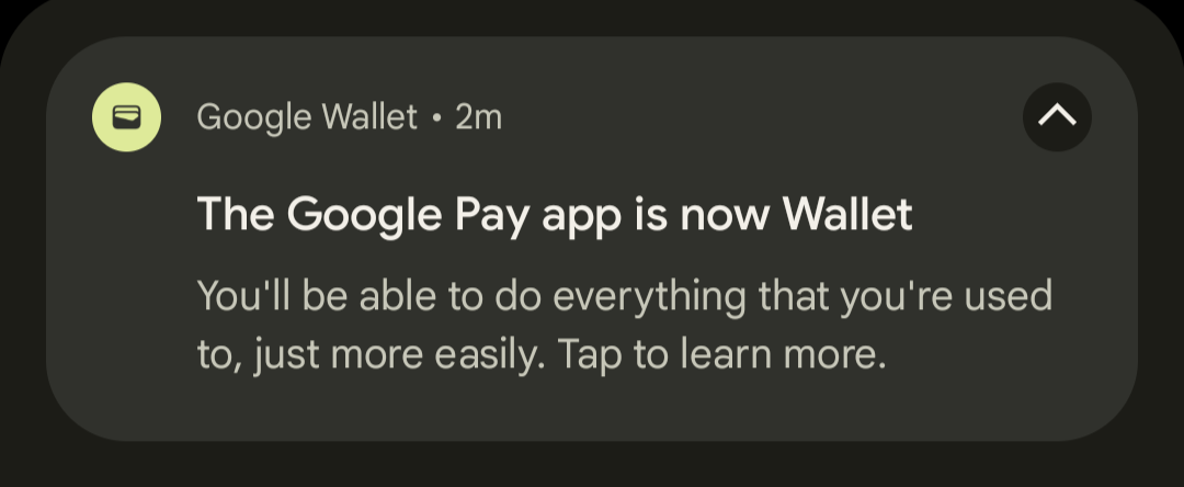 Google Wallet-kennisgeving