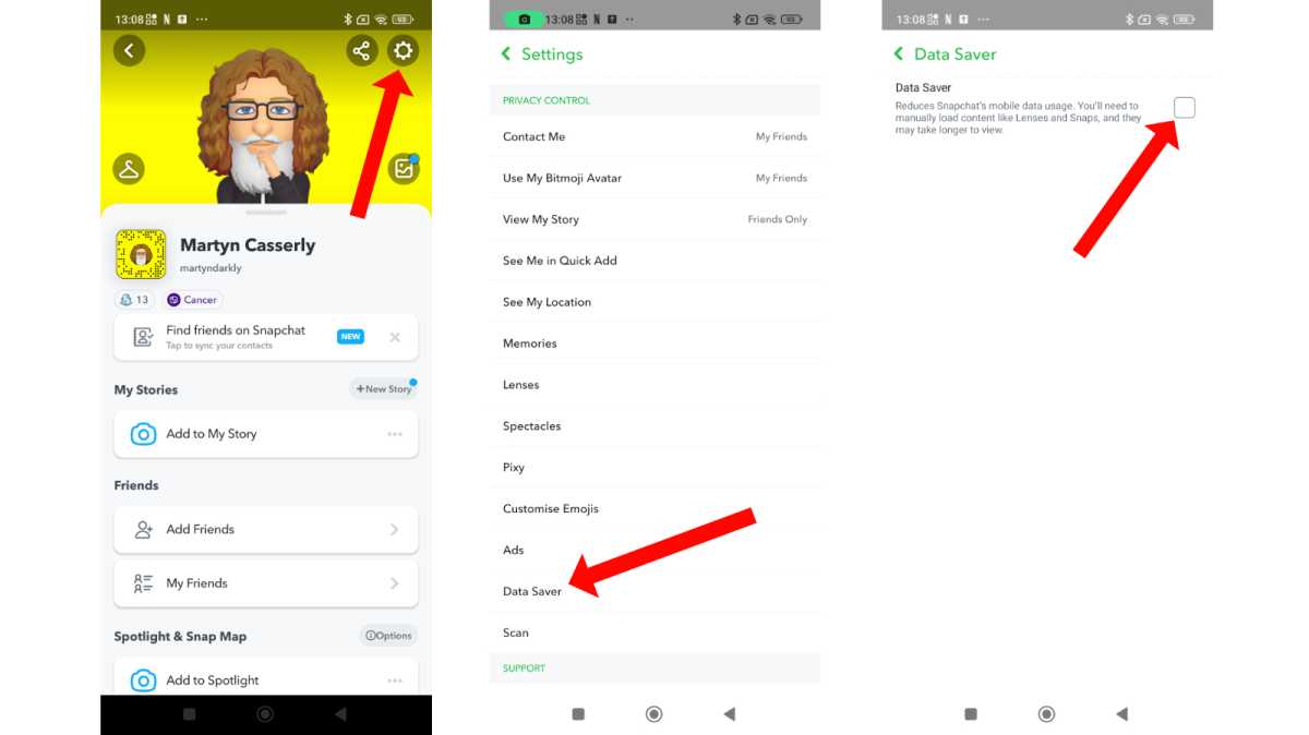 iOS settings for Snapchat