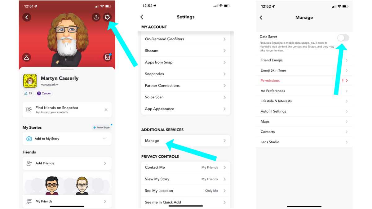 Android settings for Snapchat