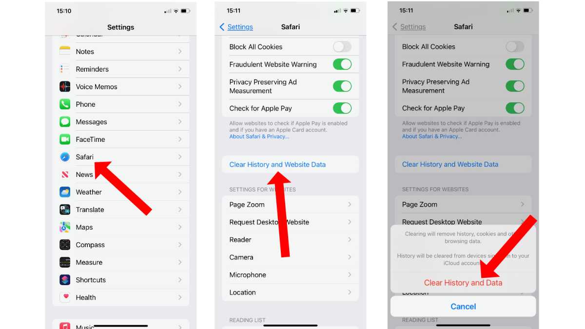 iOS için Safari'de önbelleği temizleme