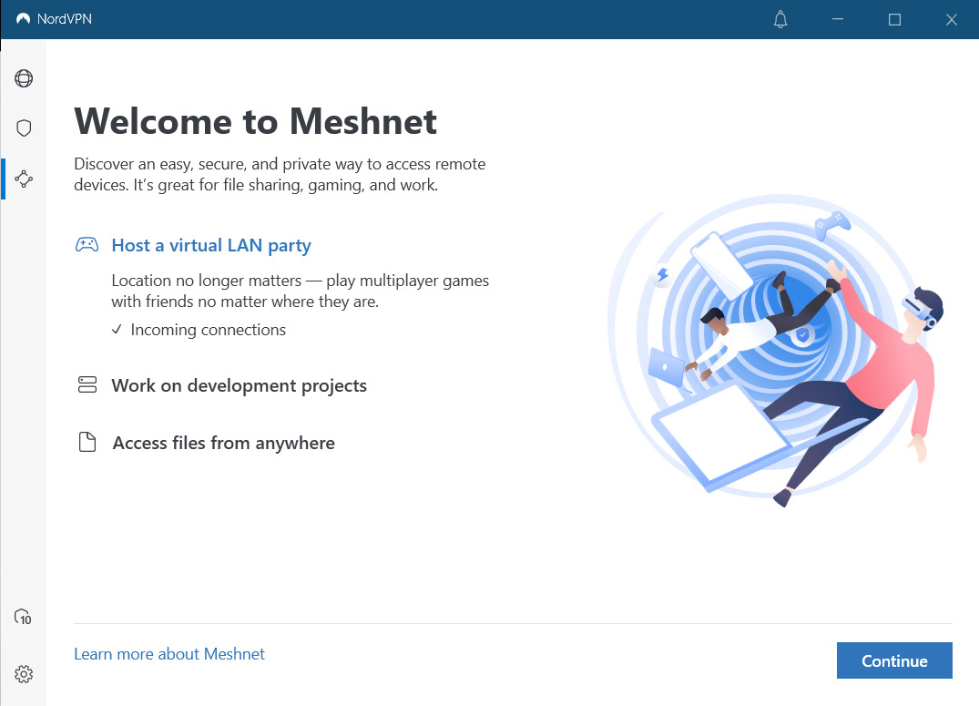 NordVPN Meshnet information screen