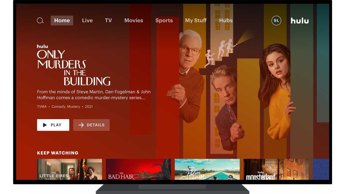 Hulu + Live TV home screen