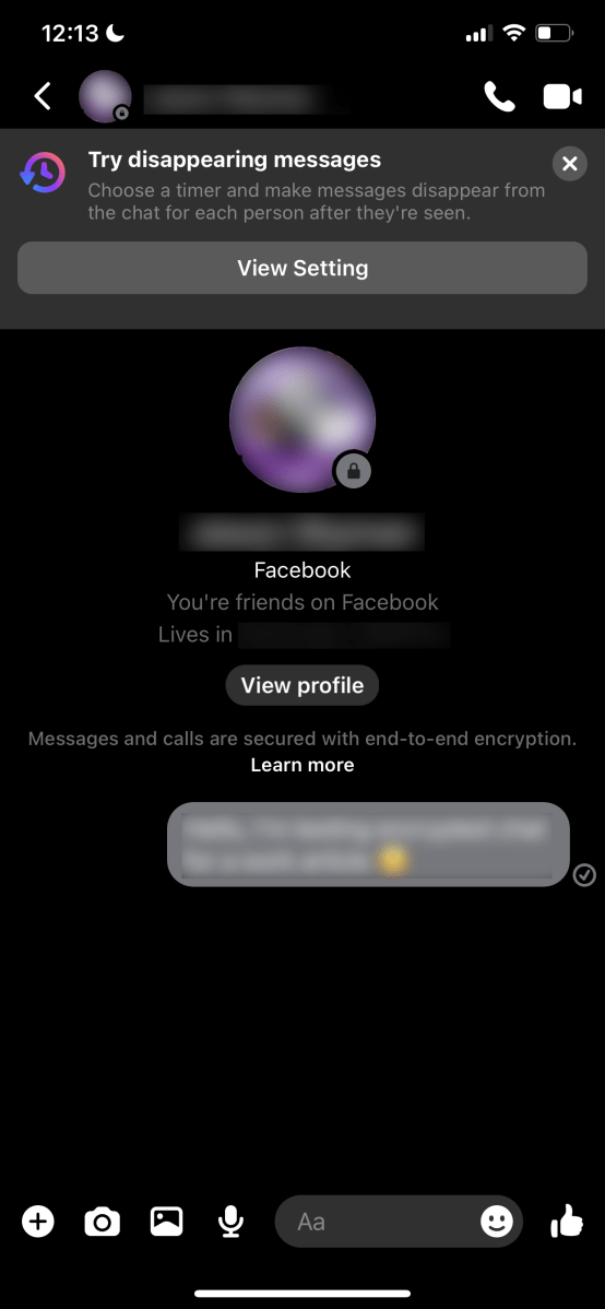 Facebook Messenger Secret Conversation