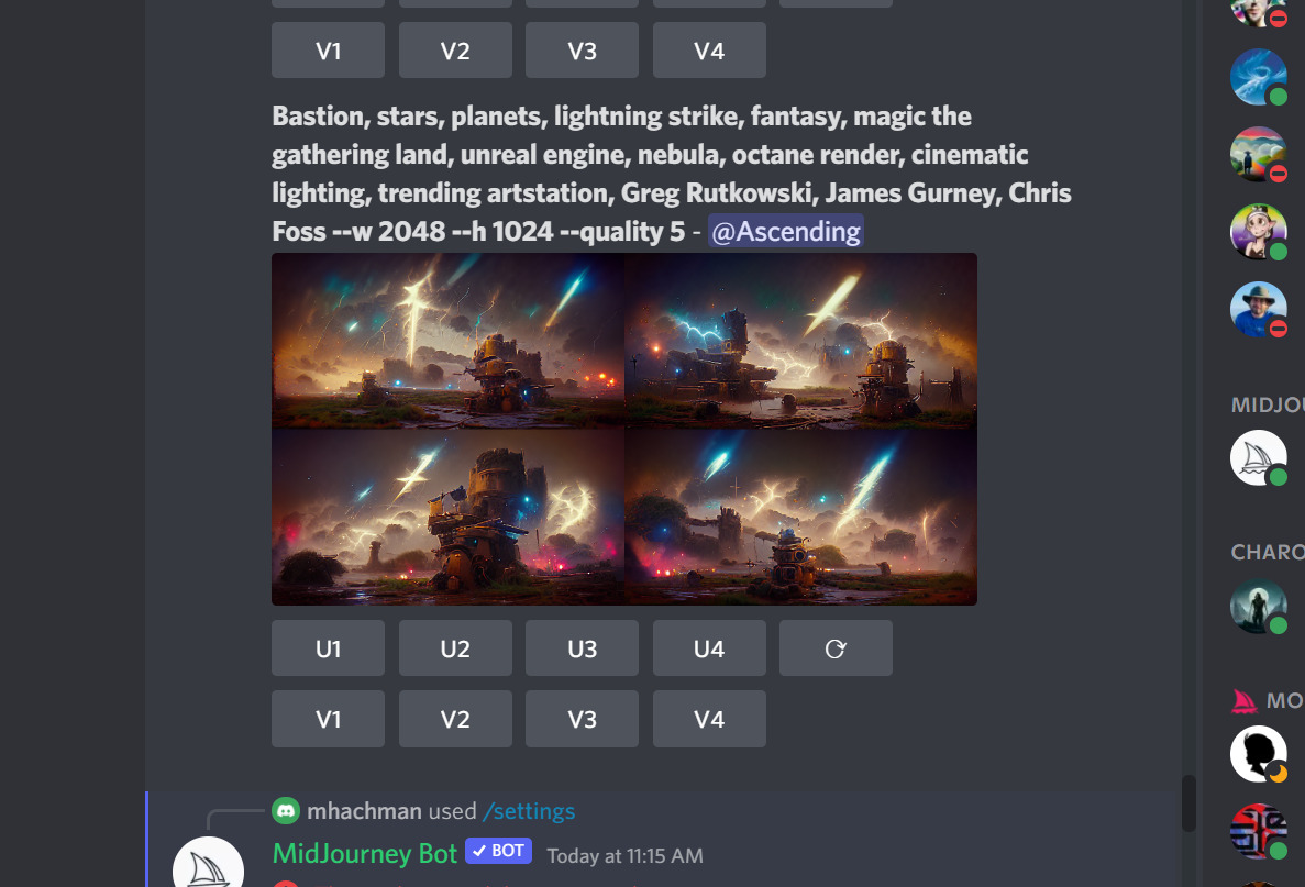 Midjourney Discord Interface