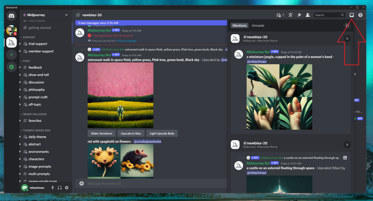 Midjourney Discord Interface