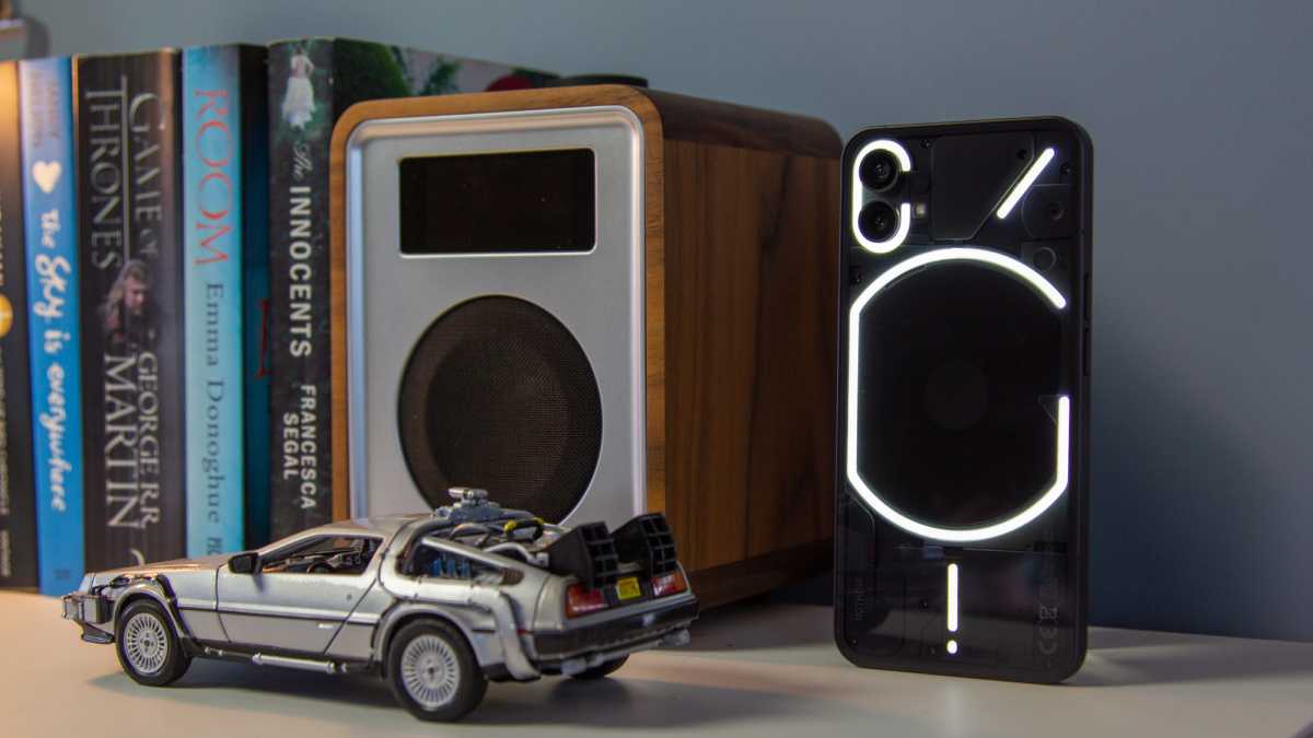 Nothing Phone (1) rear with Glyph lights by DeLorean toy