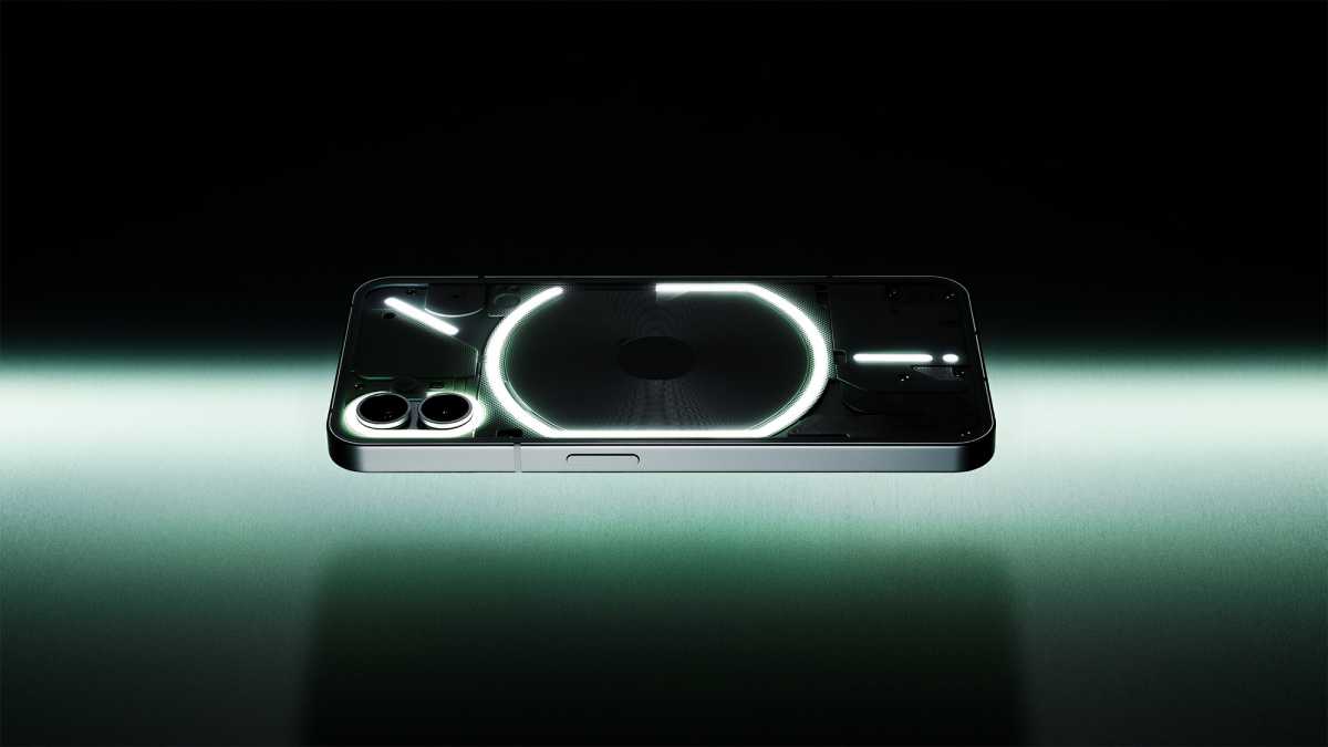 Nothing Phone (1) black model floating on side