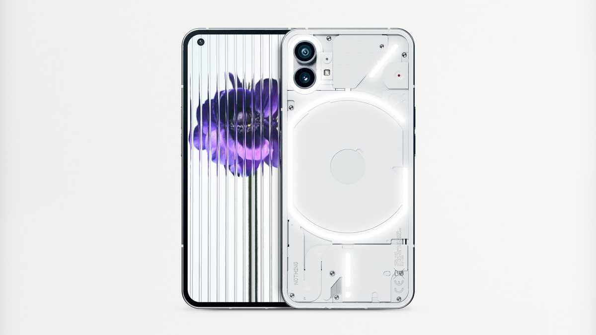 Nothing Phone (1) white model rear and display