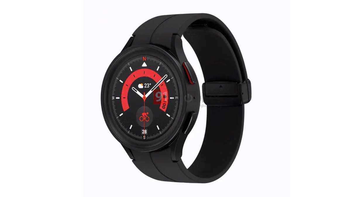 A leaked render of the Samsung Galaxy Watch 5 Pro in black