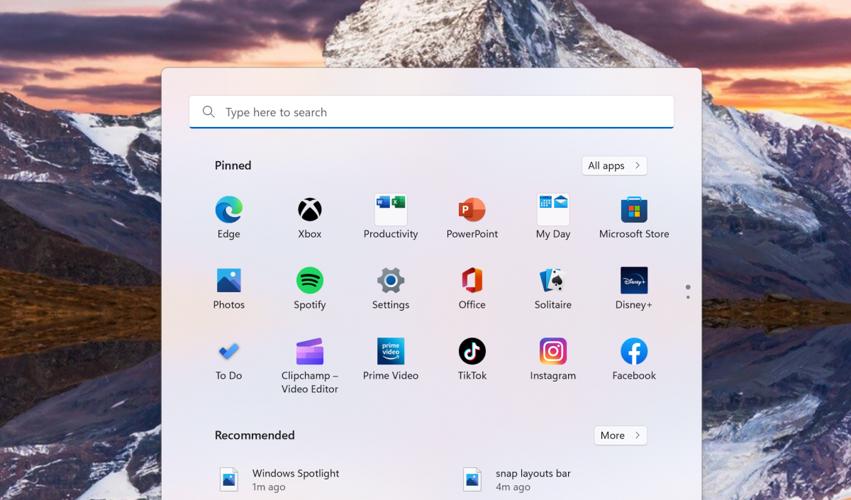 Microsoft Windows 11 22H2 start menu folders