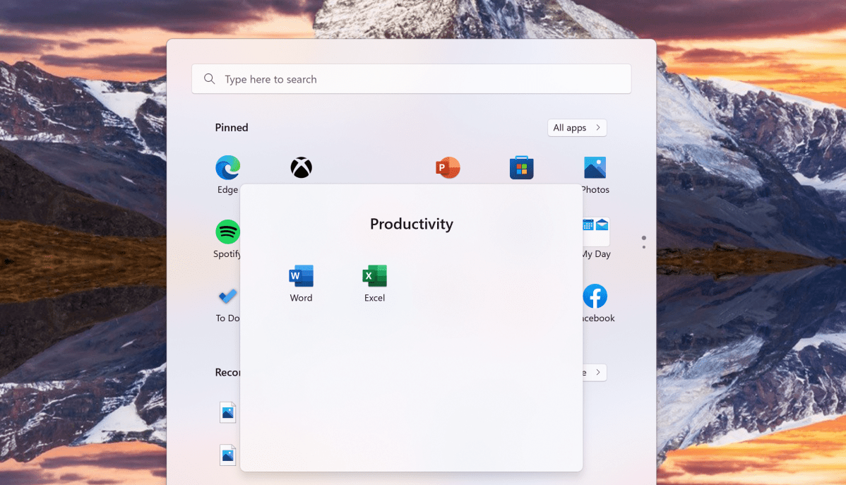 Microsoft Windows 11 22H2 start menu folders