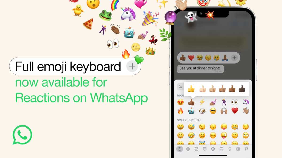 WhatsApp message reaction keyboard