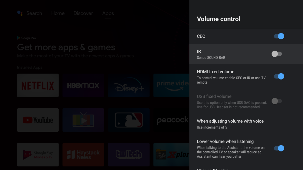 Volume controls on Android TV