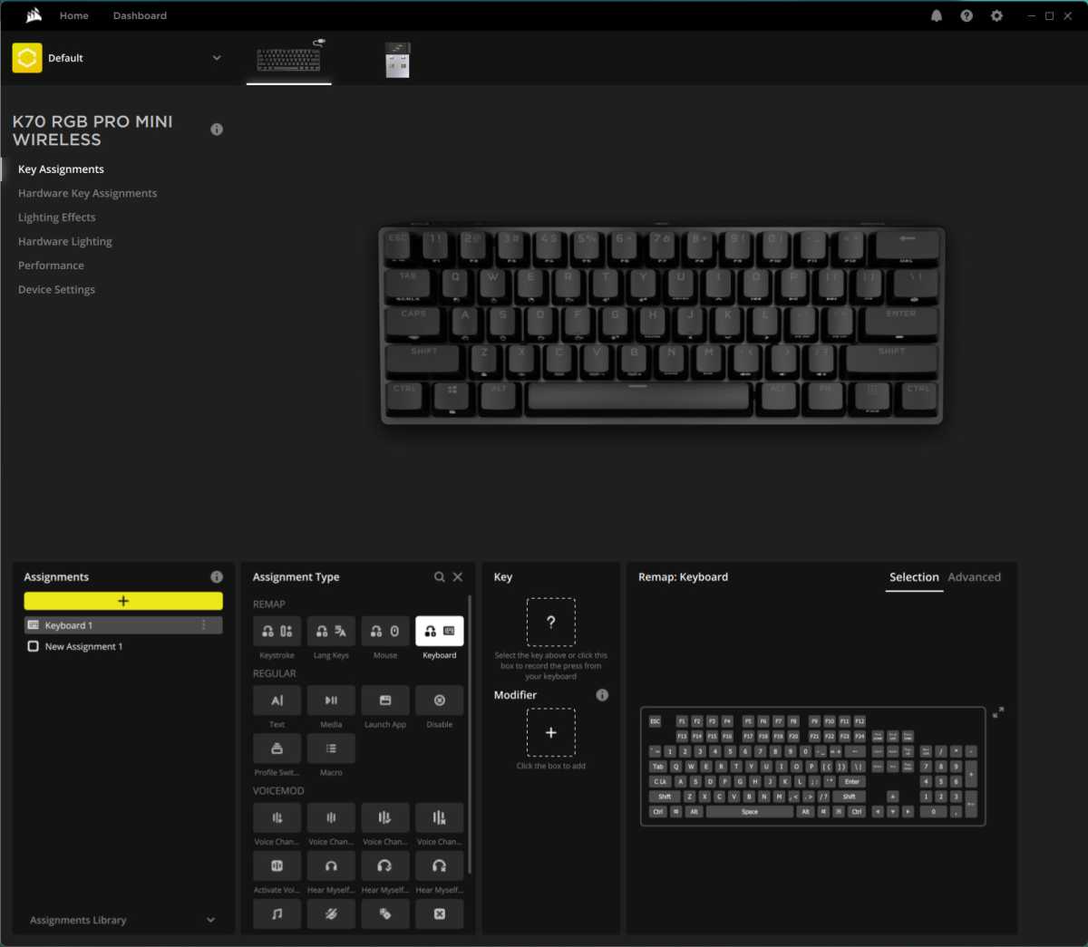 Software de programação de teclado Corsair iCue