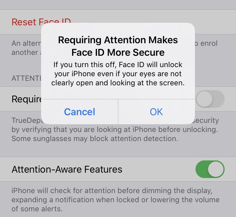 Face ID more secure with attention