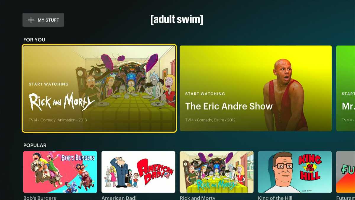 Hulu + Live TV show menu