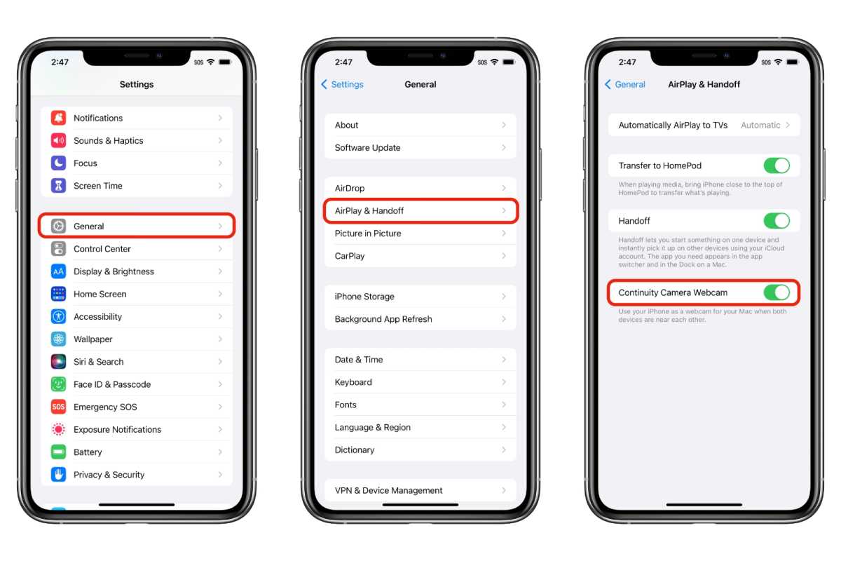 Cómo acceder a la configuración en iOS 16 para permitir que el iPhone se use como cámara web en Mac