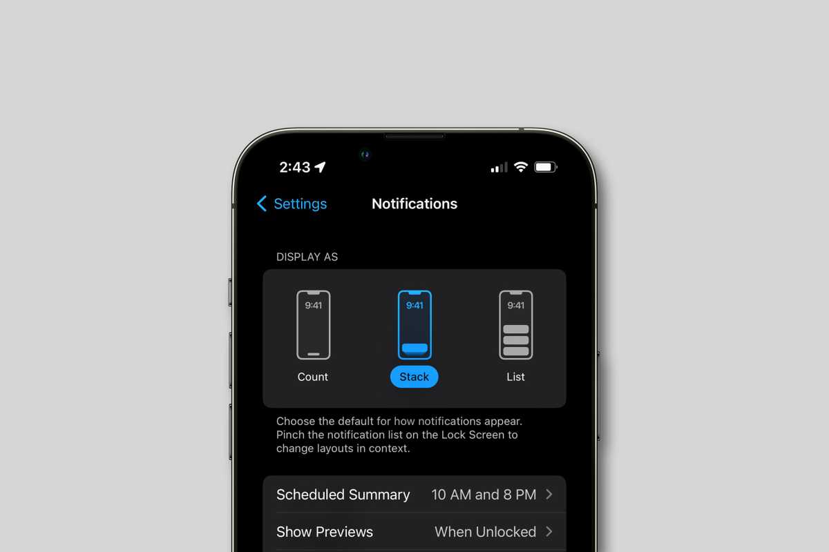 iOS 16 lock screen notifications settings