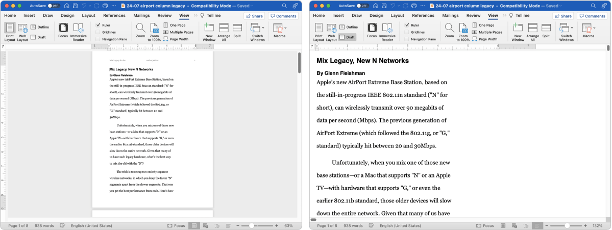 How To Switch To Single-Page View In Microsoft Word And The Preview App |  Macworld