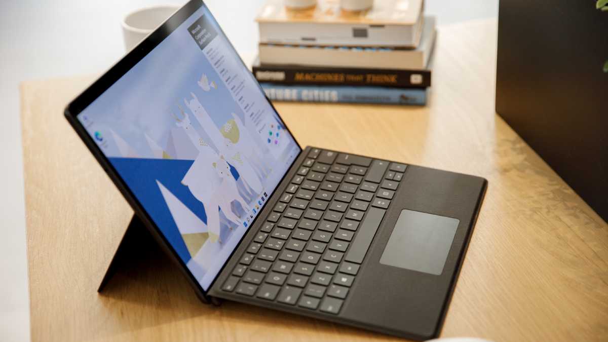 Microsoft Surface Pro 8 with keyboard - side view