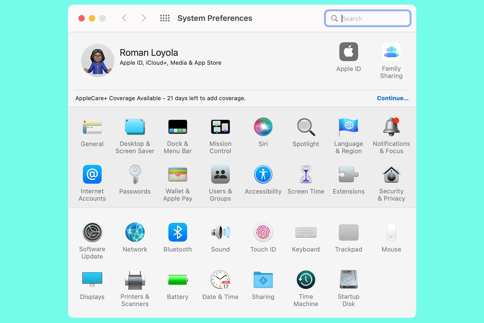 macOS Monterey System Preferences