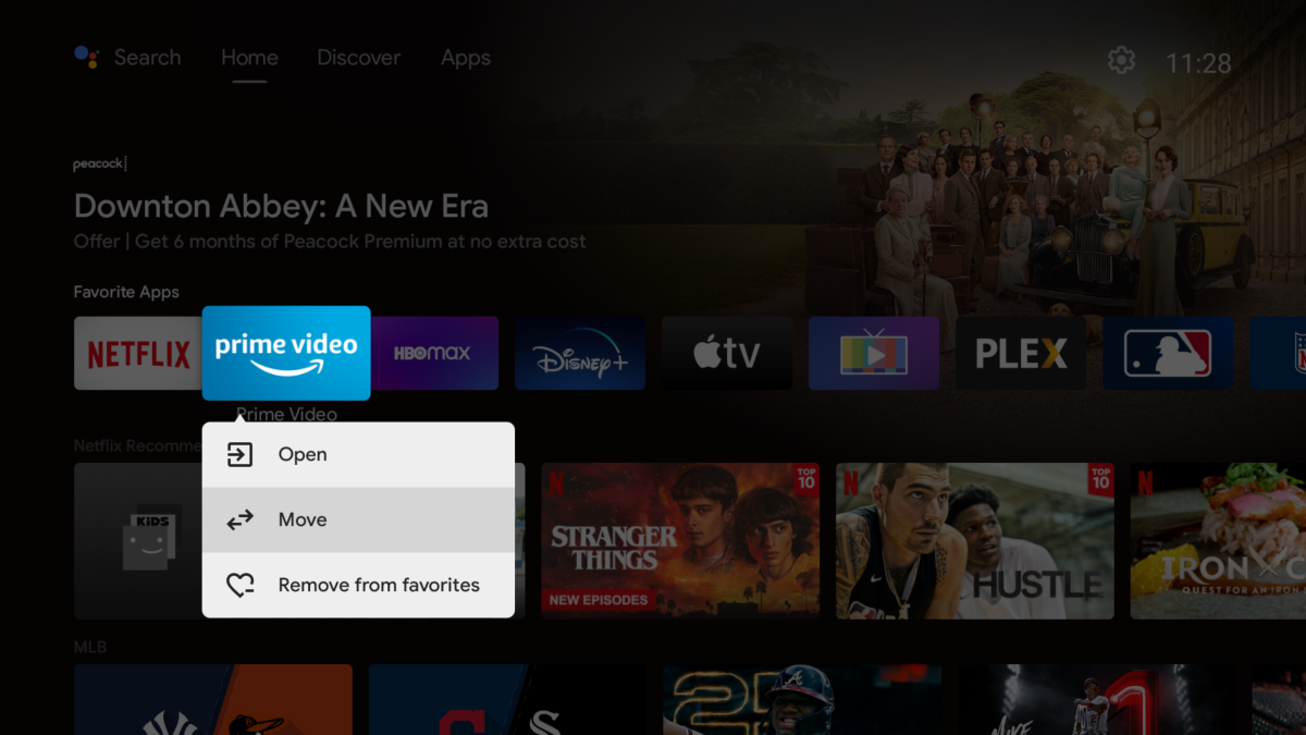 Moving an app on Android TV
