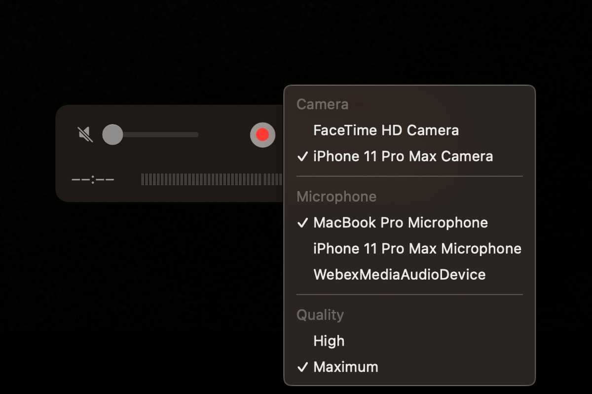 How to select a camera in QuickTime