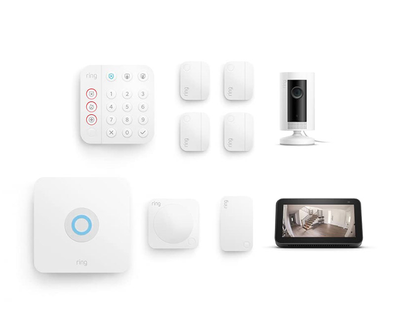 Ring 8-Piece Alarm Security Kit with Echo Show 5 and Indoor Cam