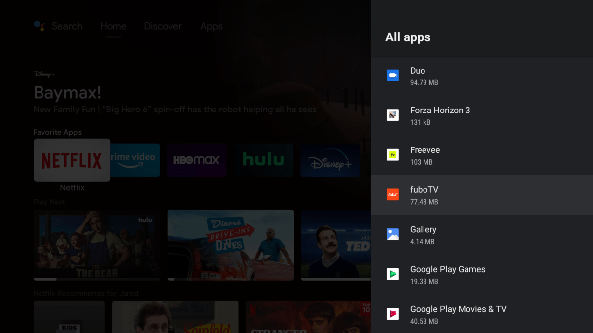 Clearing up storage space on Android TV