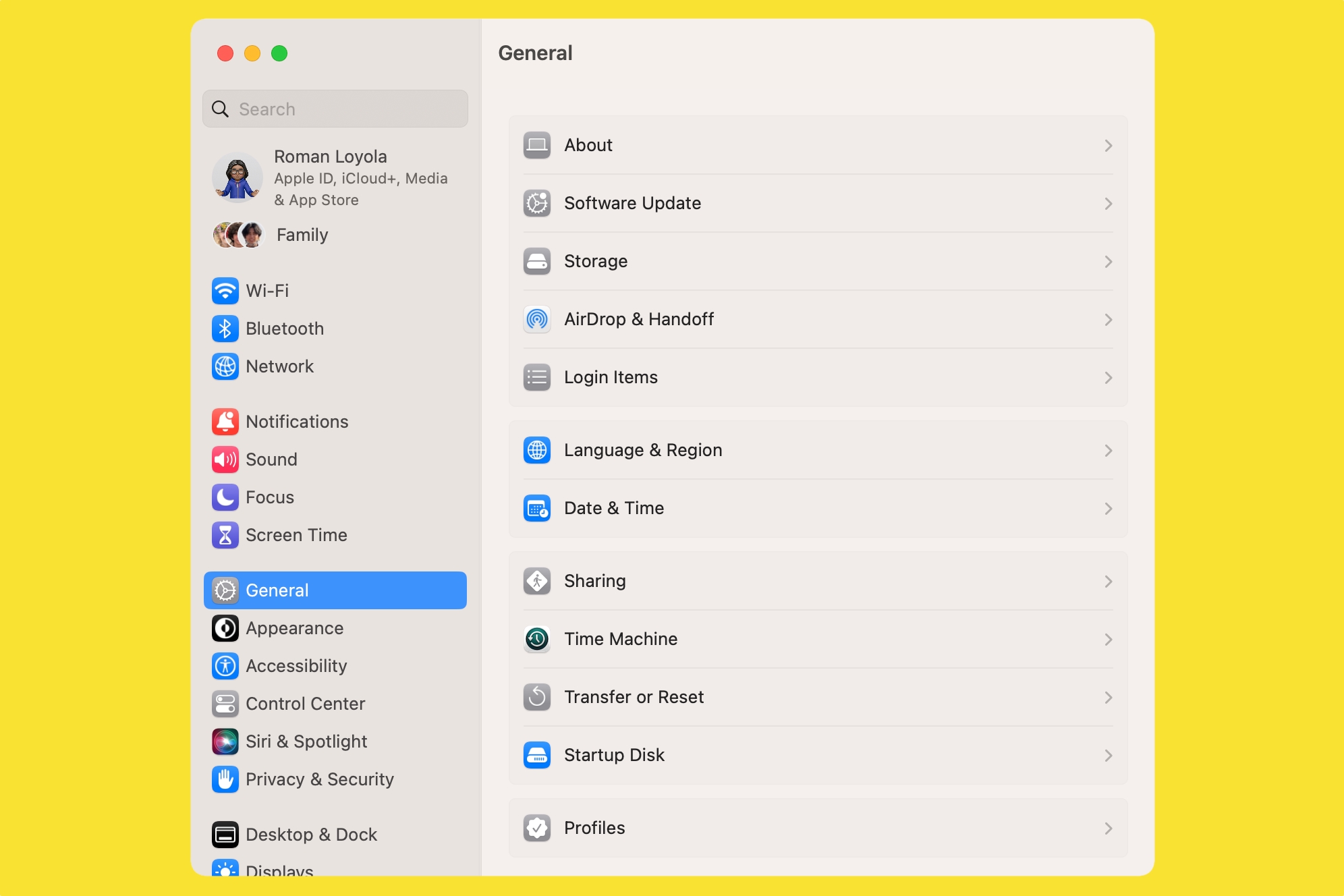 macOS Ventura General Systems Settings'in yeni görünümü