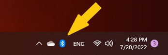 Windows 11 Bluetooth Icon visible in taskbar