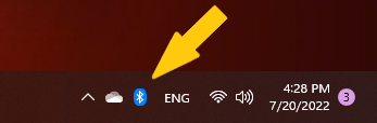 Icône Bluetooth Windows 11 visible dans la barre des tâches