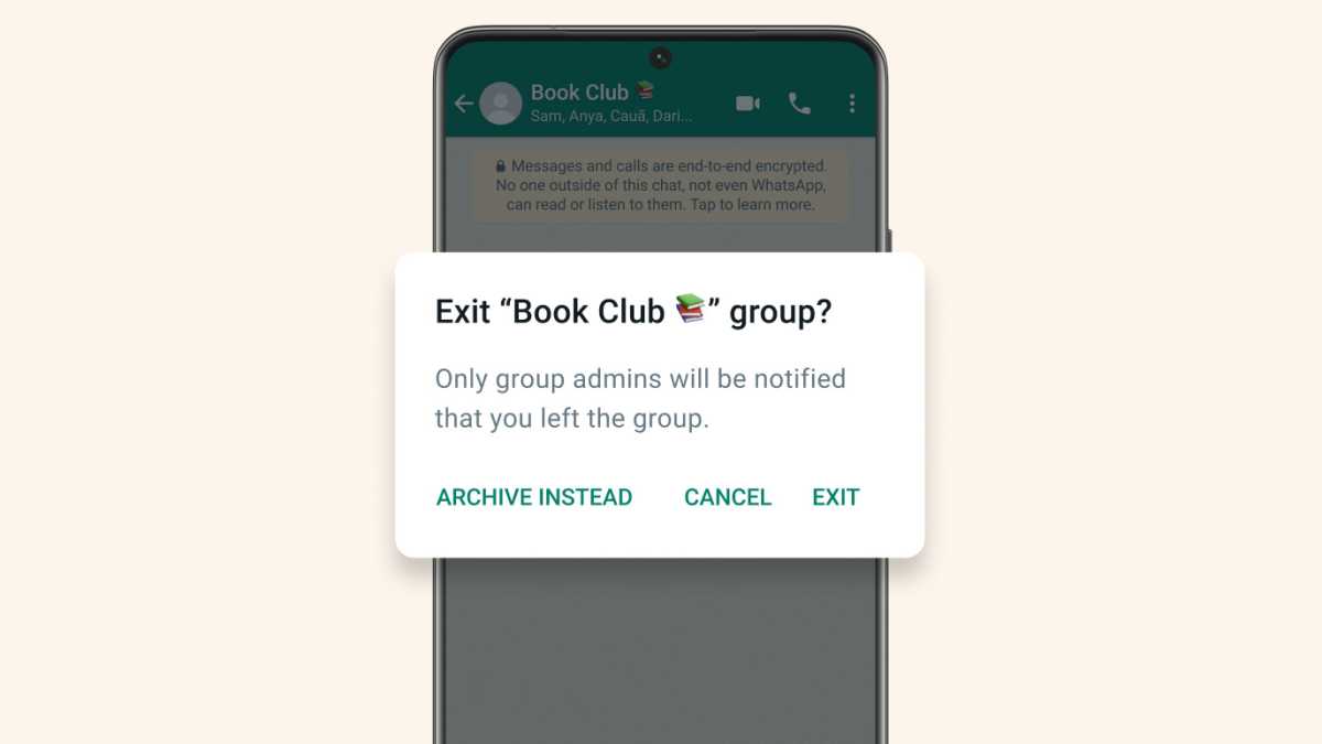 WhatsApp privacy features exit group