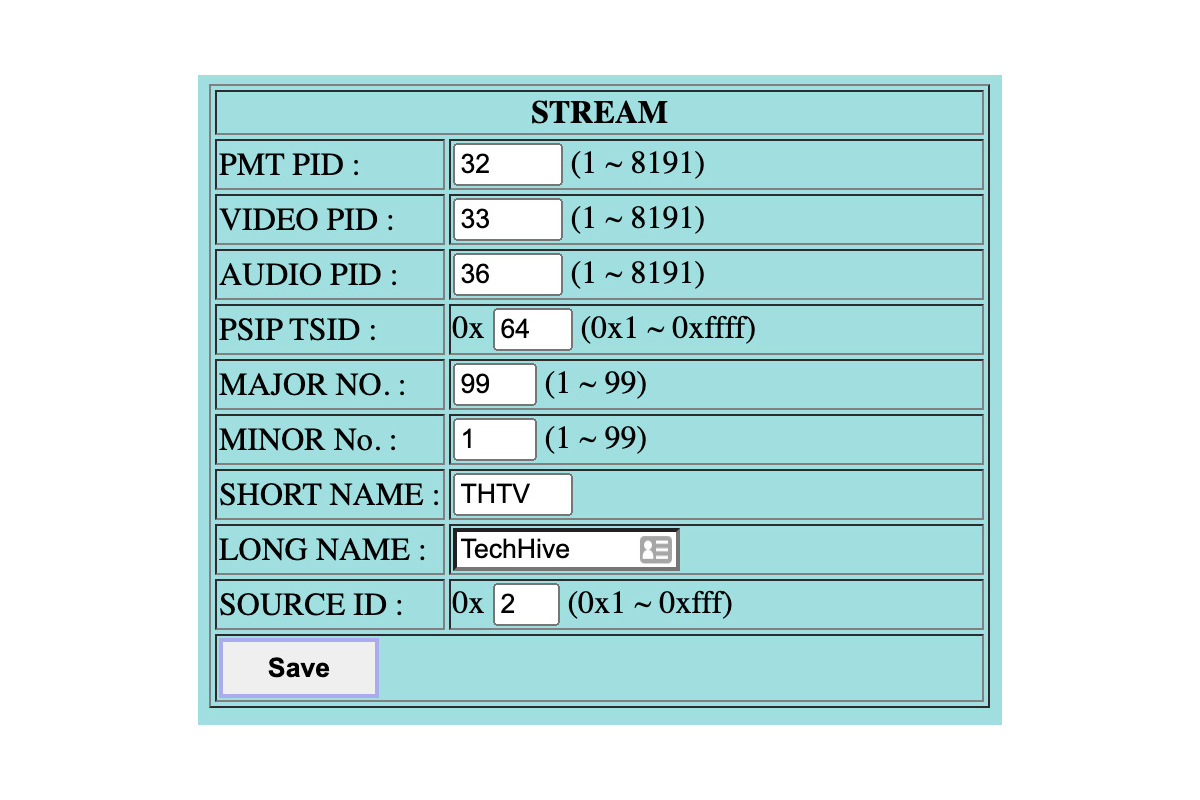 Interface Web Channel Master CM-1050