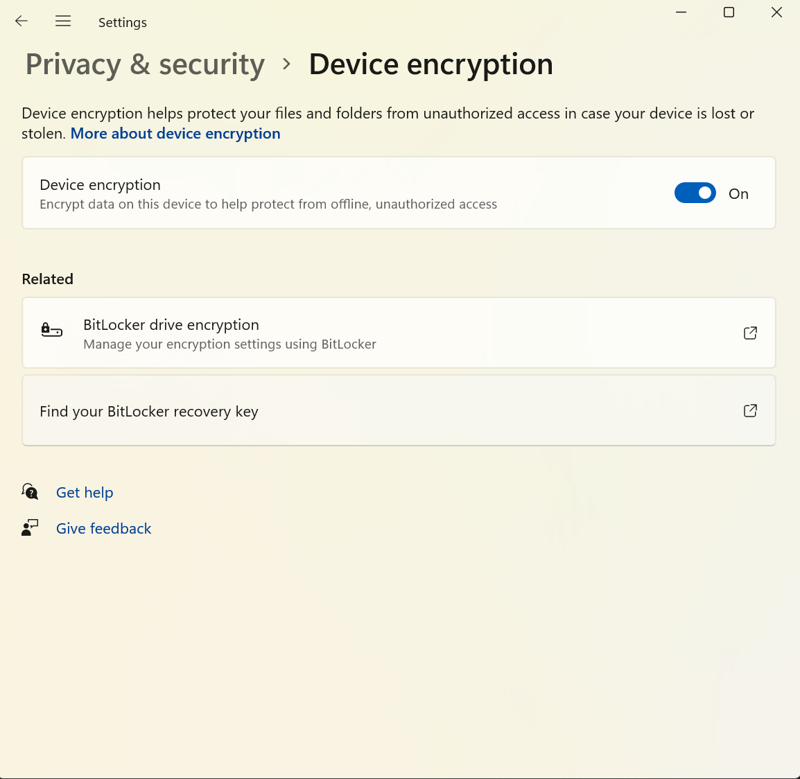 Windows 11 device encryption