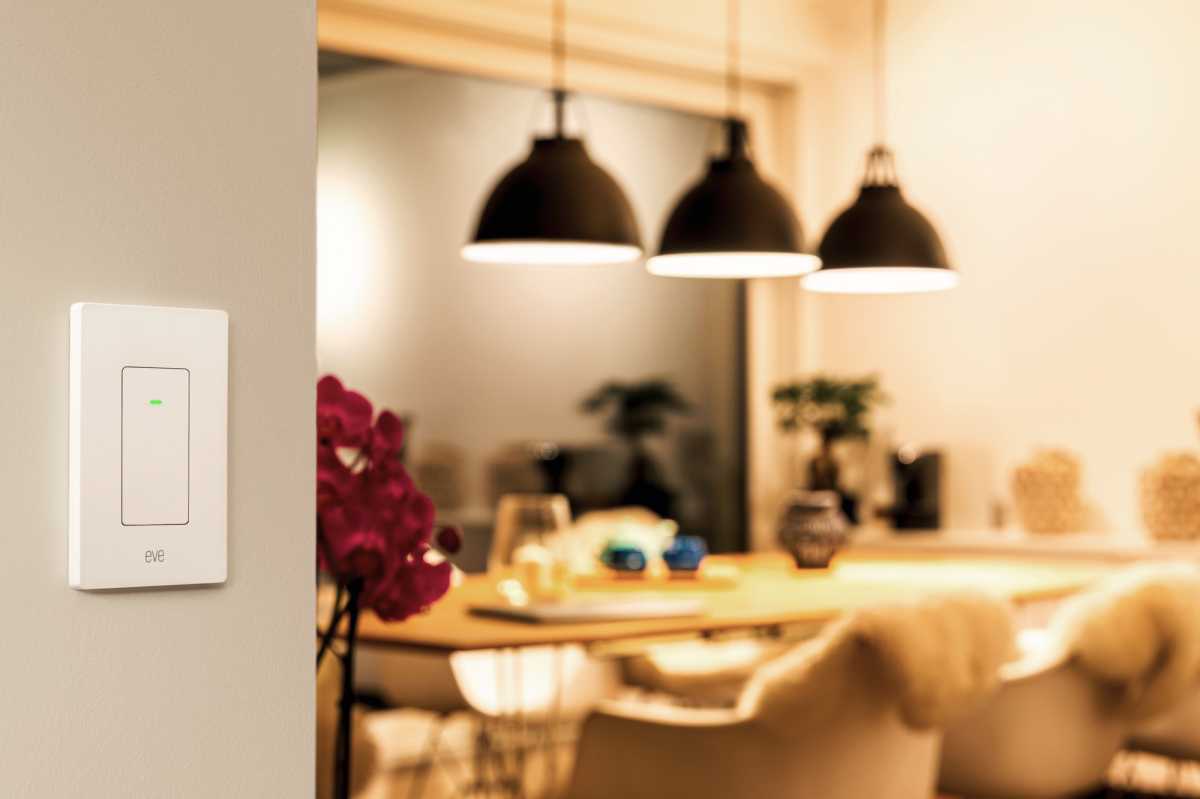 Matter-compatible Eve Light Switch installed on a wall